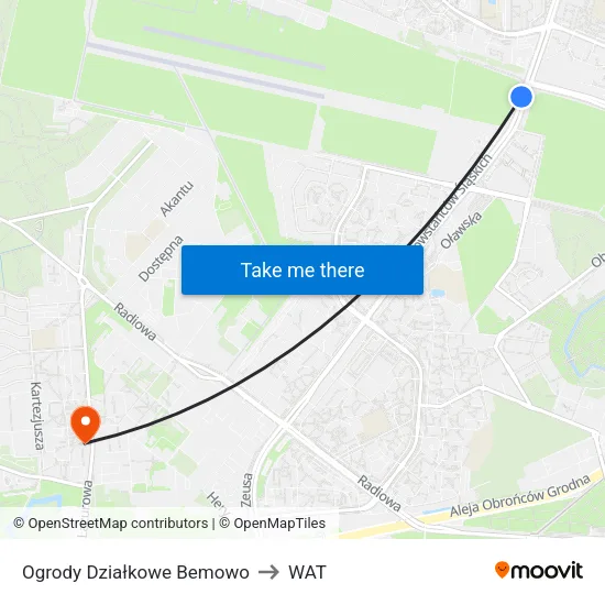 Ogrody Działkowe Bemowo to WAT map