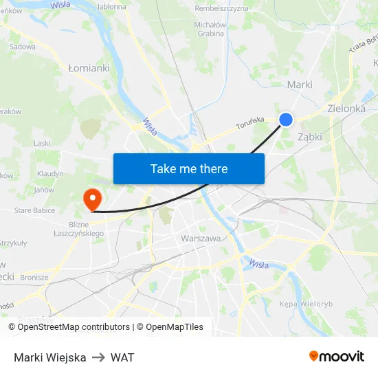Marki Wiejska to WAT map