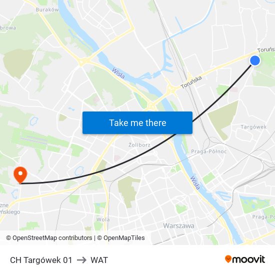 CH Targówek 01 to WAT map