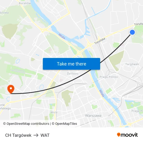 CH Targówek to WAT map