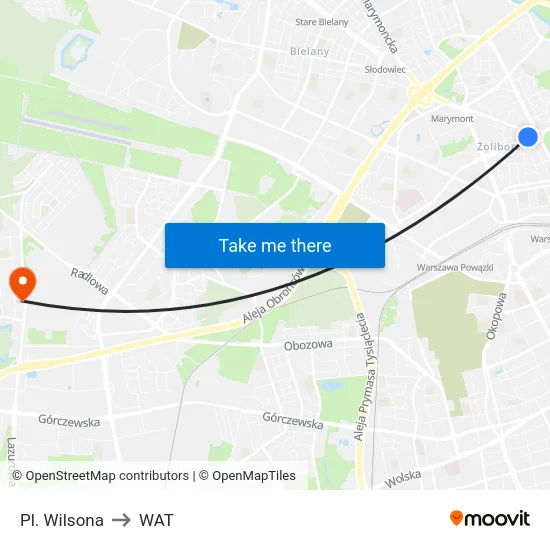 Pl. Wilsona to WAT map