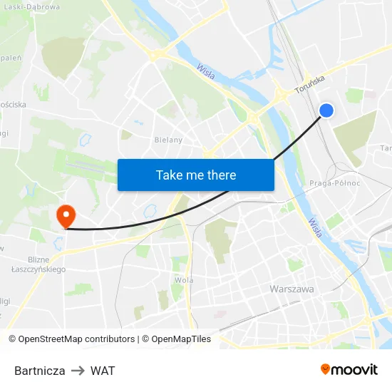 Bartnicza to WAT map