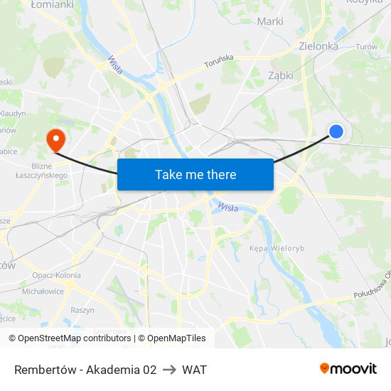 Rembertów - Akademia 02 to WAT map