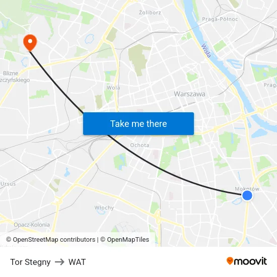 Tor Stegny to WAT map