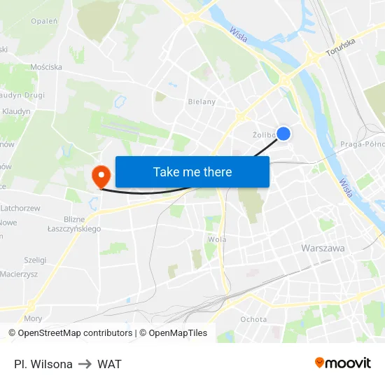 Pl. Wilsona to WAT map