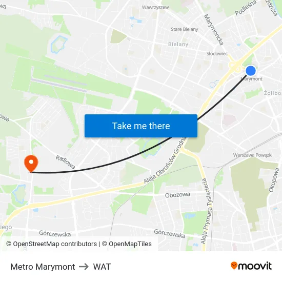 Metro Marymont to WAT map