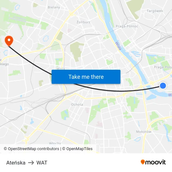 Ateńska to WAT map