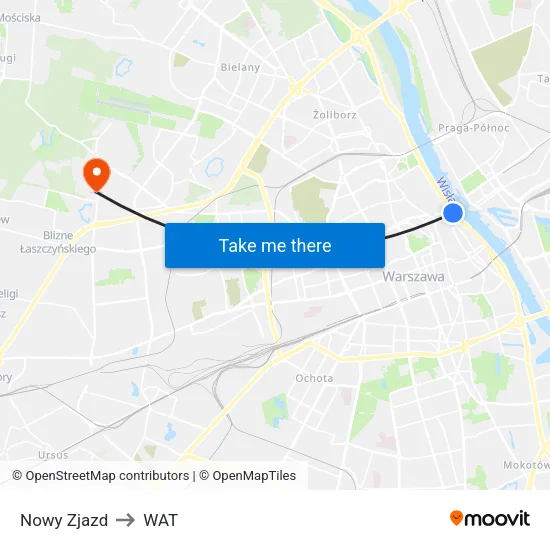 Nowy Zjazd to WAT map