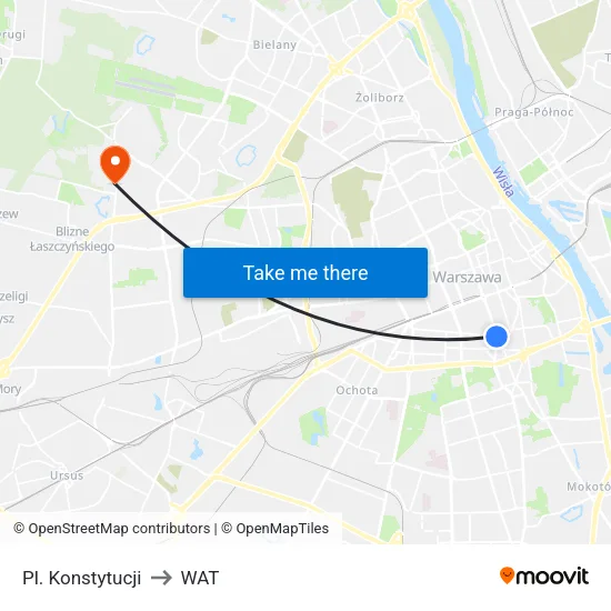 Pl. Konstytucji to WAT map