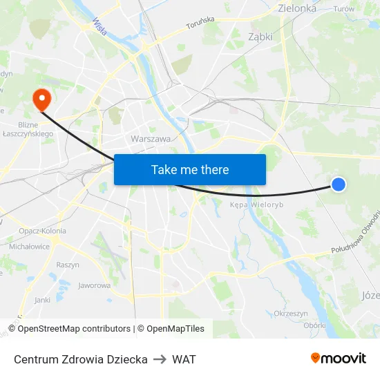 Centrum Zdrowia Dziecka to WAT map