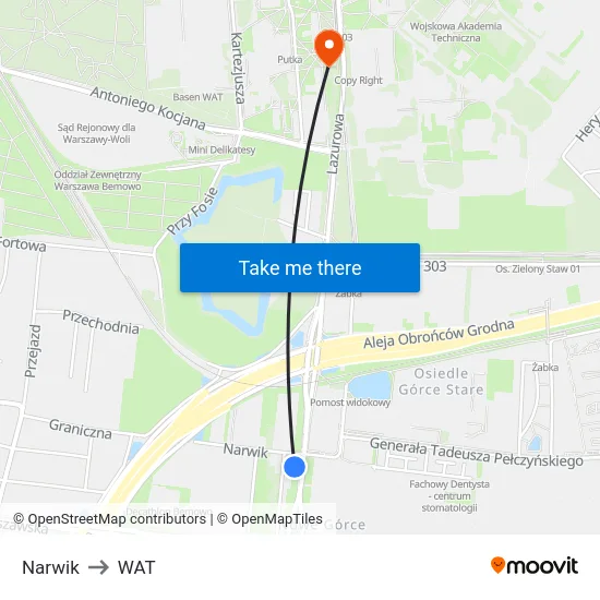 Narwik to WAT map