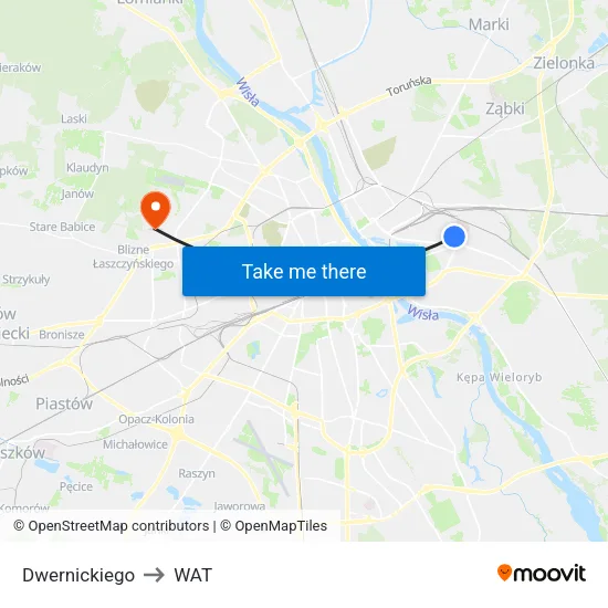 Dwernickiego to WAT map