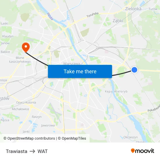 Trawiasta to WAT map