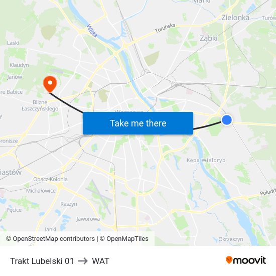 Trakt Lubelski to WAT map