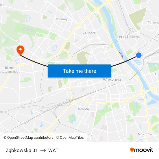 Ząbkowska to WAT map