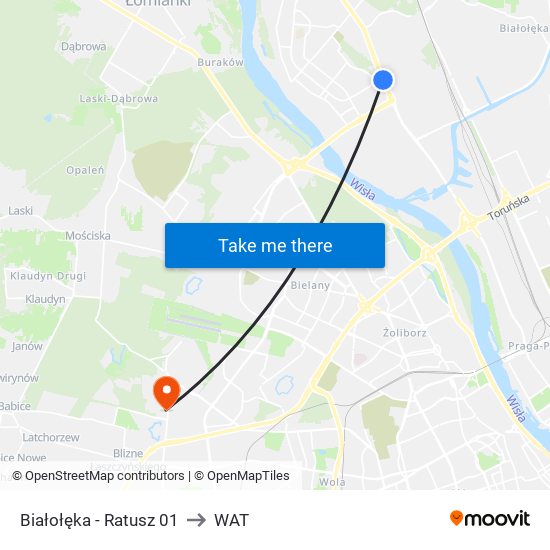 Białołęka - Ratusz 01 to WAT map