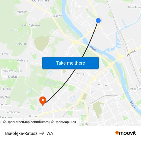 Białołęka - Ratusz to WAT map