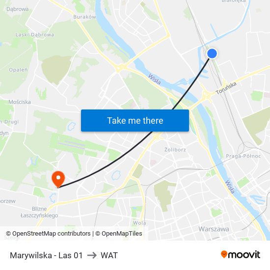 Marywilska-Las to WAT map