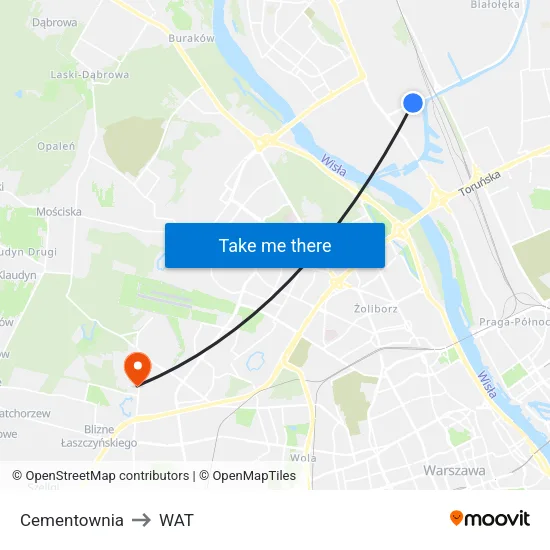 Cementownia to WAT map