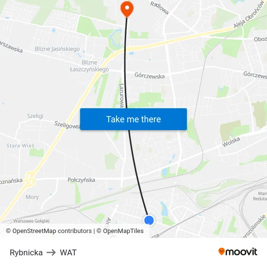 Rybnicka to WAT map
