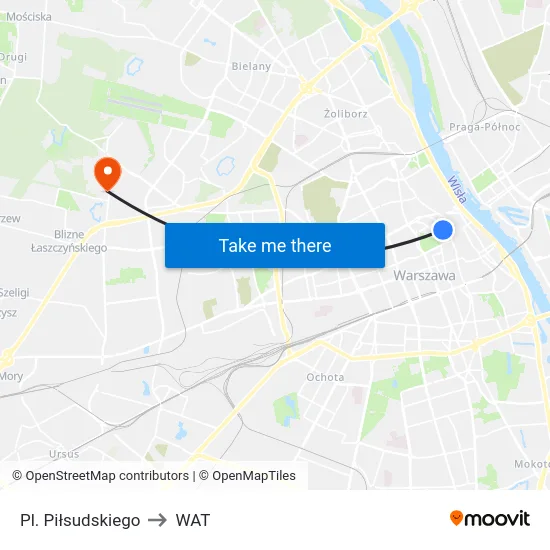 Pl. Piłsudskiego to WAT map