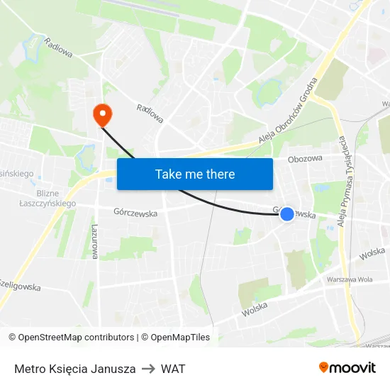 Metro Księcia Janusza to WAT map