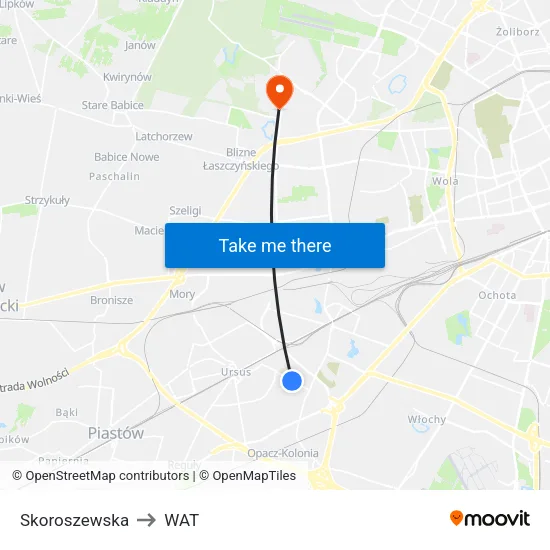 Skoroszewska to WAT map