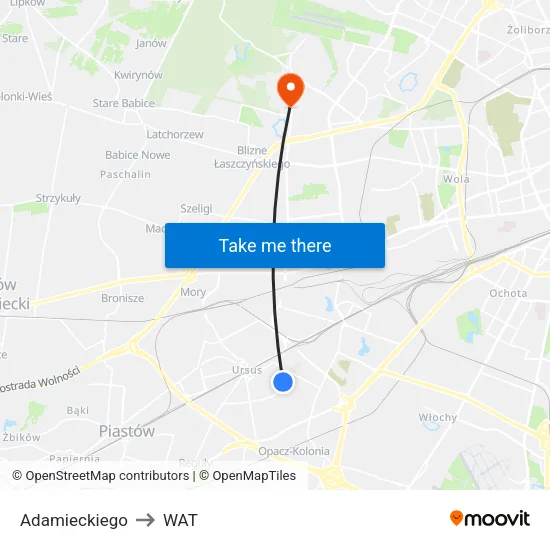 Adamieckiego to WAT map