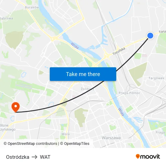 Ostródzka to WAT map