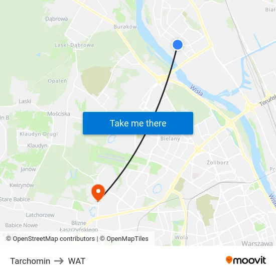 Tarchomin to WAT map