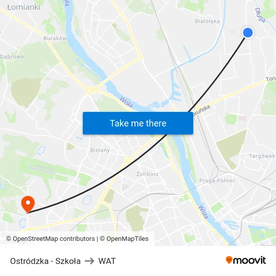 Ostródzka - Szkoła to WAT map