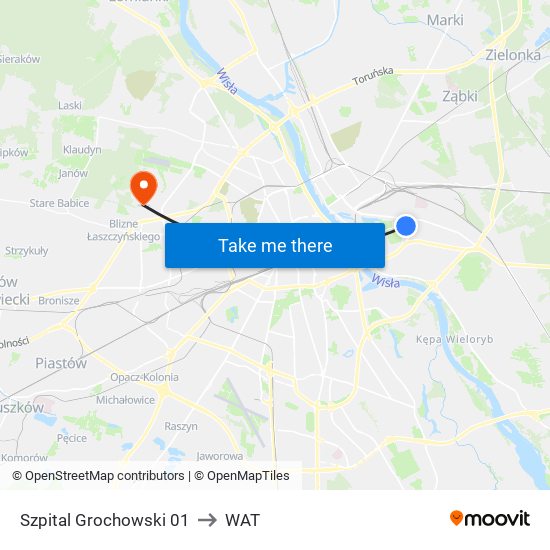 Szpital Grochowski 01 to WAT map