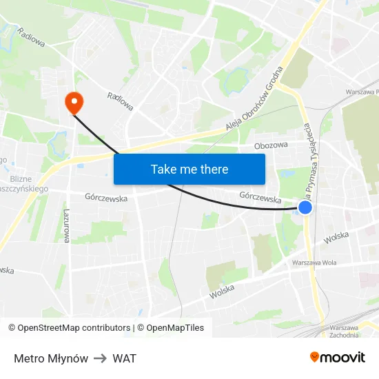 Metro Młynów to WAT map