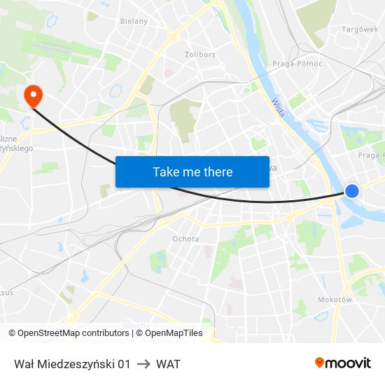 Wał Miedzeszyński 01 to WAT map