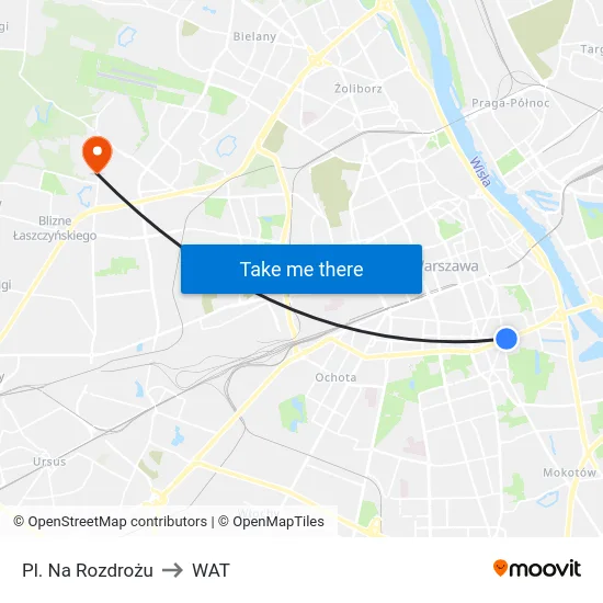 Pl. Na Rozdrożu to WAT map