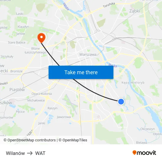 Wilanów to WAT map