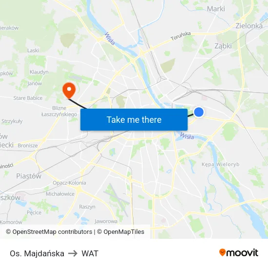 Os. Majdańska to WAT map