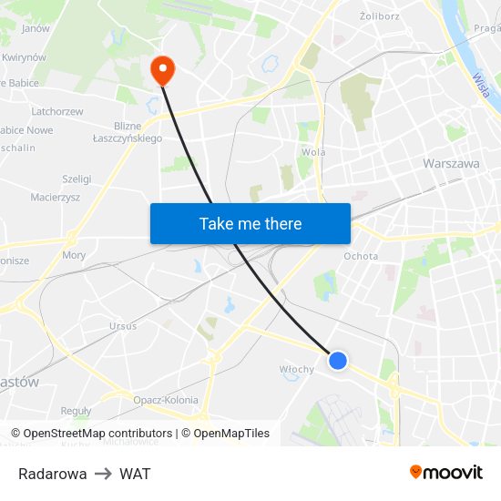 Radarowa to WAT map