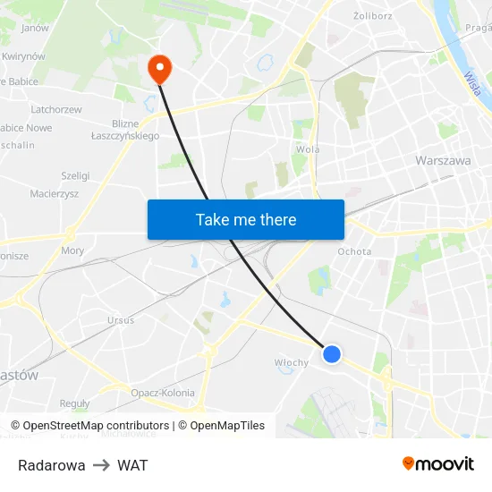 Radarowa to WAT map