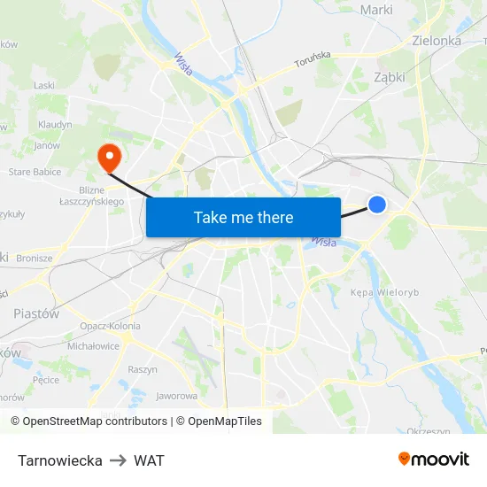 Tarnowiecka to WAT map