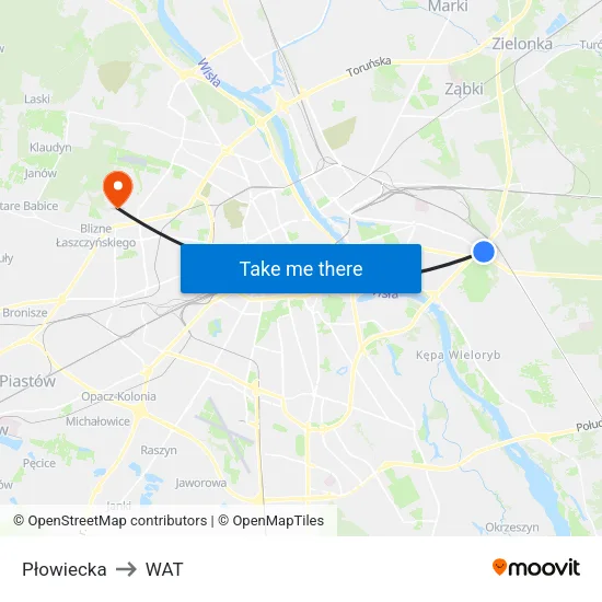 Płowiecka to WAT map