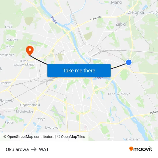 Okularowa to WAT map