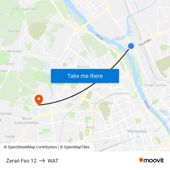 Żerań Fso to WAT map