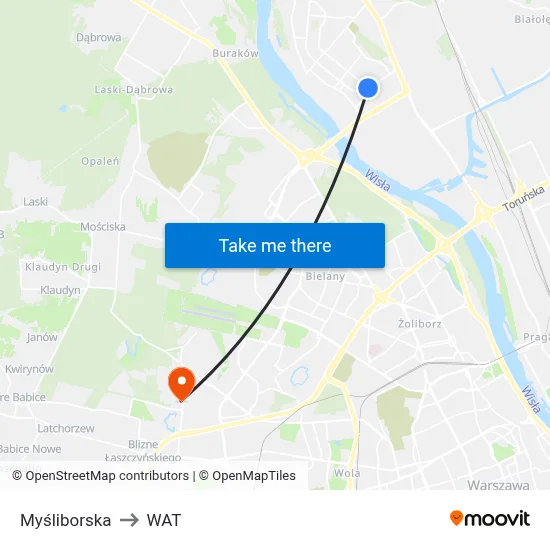 Myśliborska to WAT map