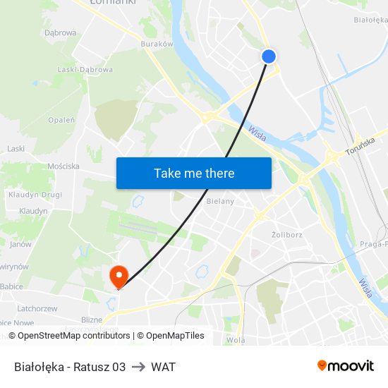 Białołęka - Ratusz 03 to WAT map