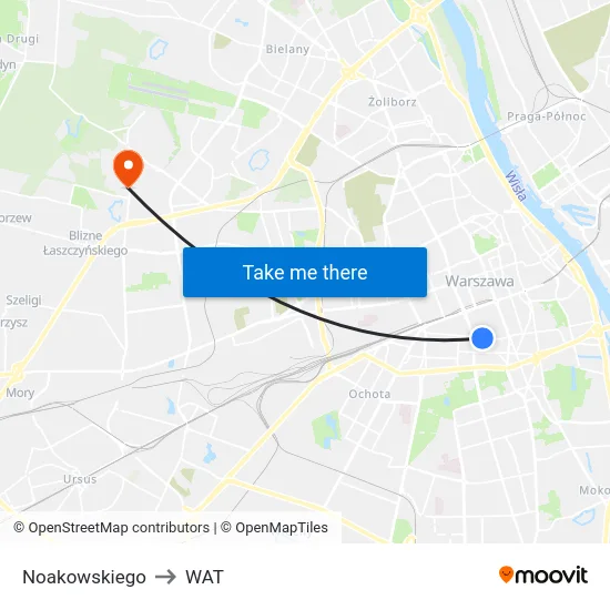Noakowskiego to WAT map