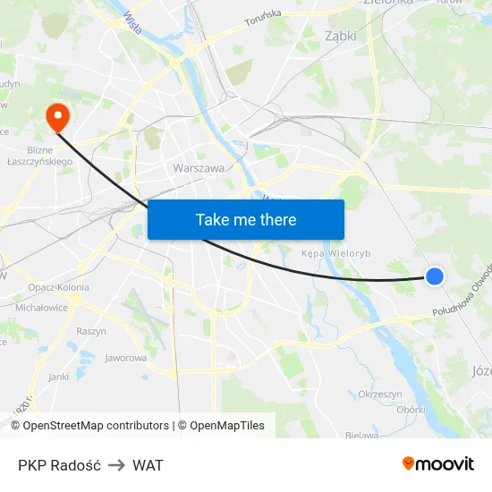 PKP Radość to WAT map