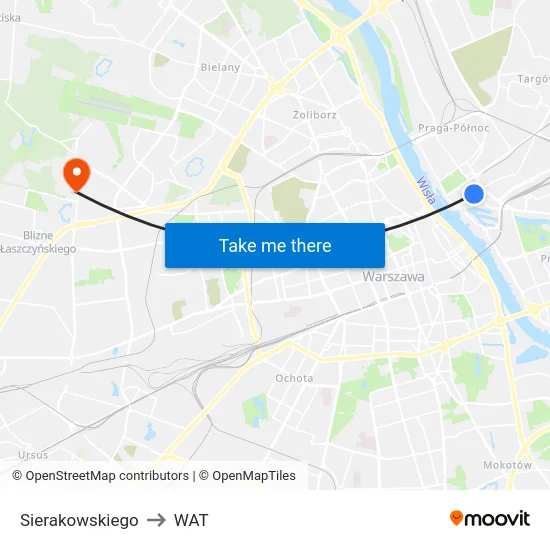 Sierakowskiego to WAT map