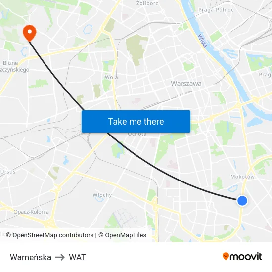 Warneńska to WAT map