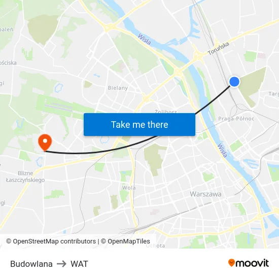 Budowlana to WAT map